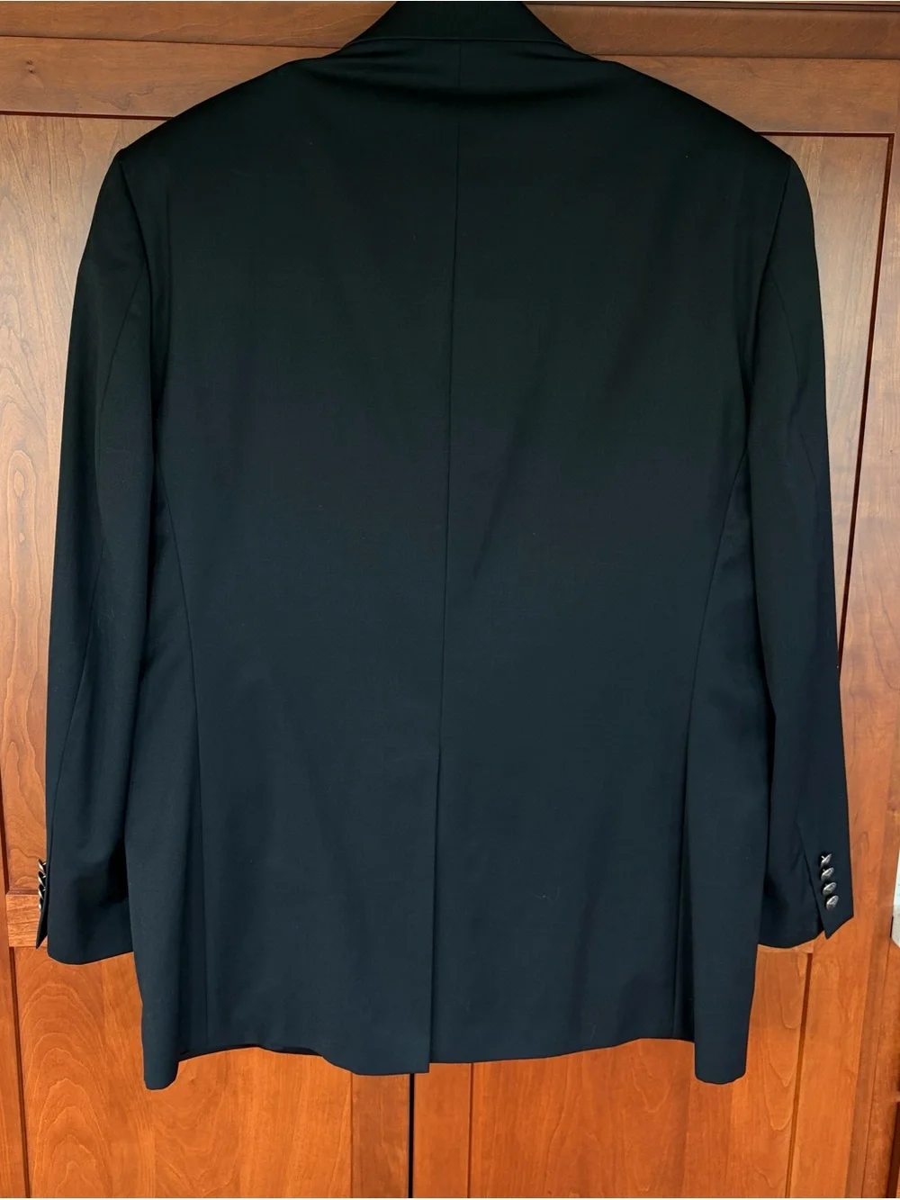 LAUREN RALPH LAUREN 100% Wool 2 Button Blazer Size 44L Black w/Silver Buttons
